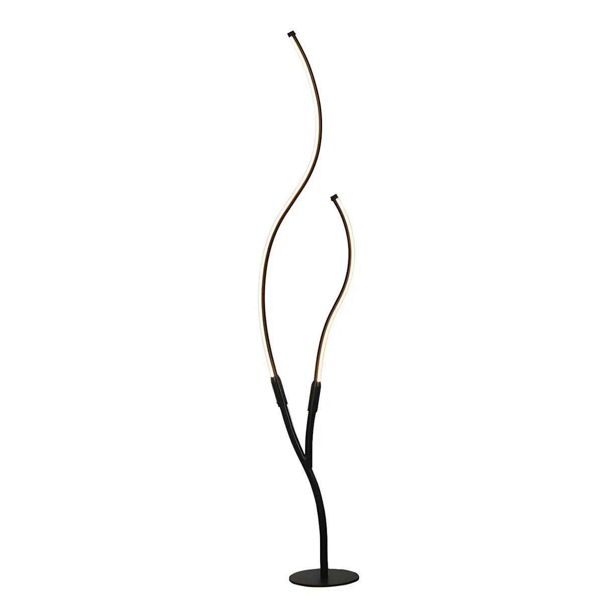 Black Dual Curved Light Bars Modern LED Floor Lamp Image - 5