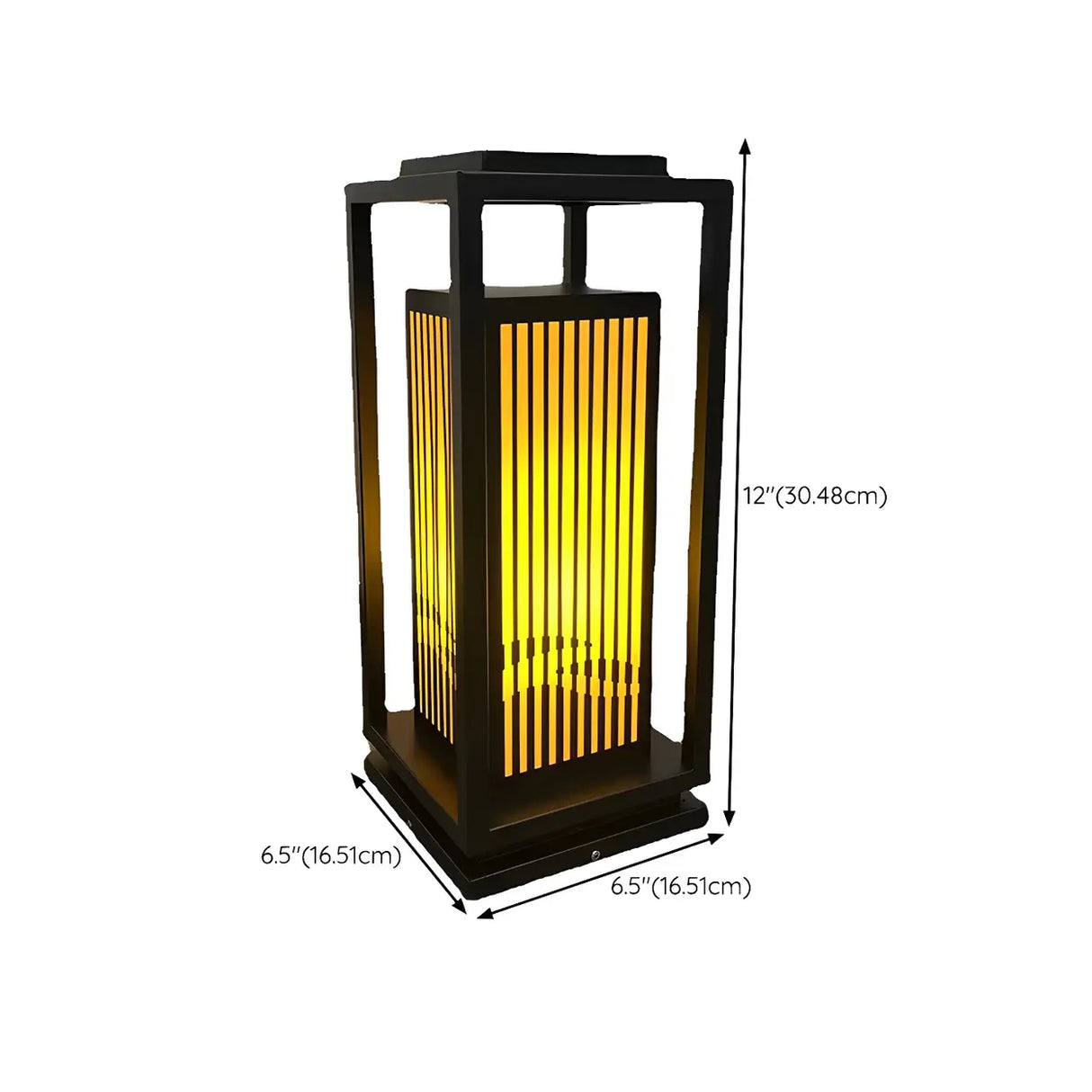 Black Elegant Rectangular Lantern Outdoor Table Lamp 