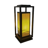 Black Elegant Rectangular Lantern Outdoor Table Lamp Image - 5