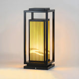 Black Elegant Rectangular Lantern Outdoor Table Lamp Image - 6