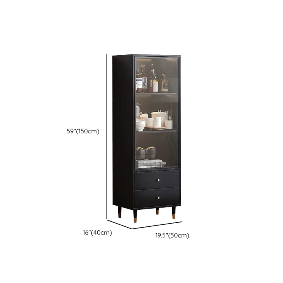 Black Enclosed Glass Living Room Storage China Cabinet Image - 11