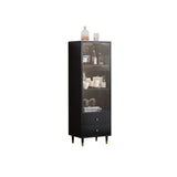 Black Enclosed Glass Living Room Storage China Cabinet Image - 3