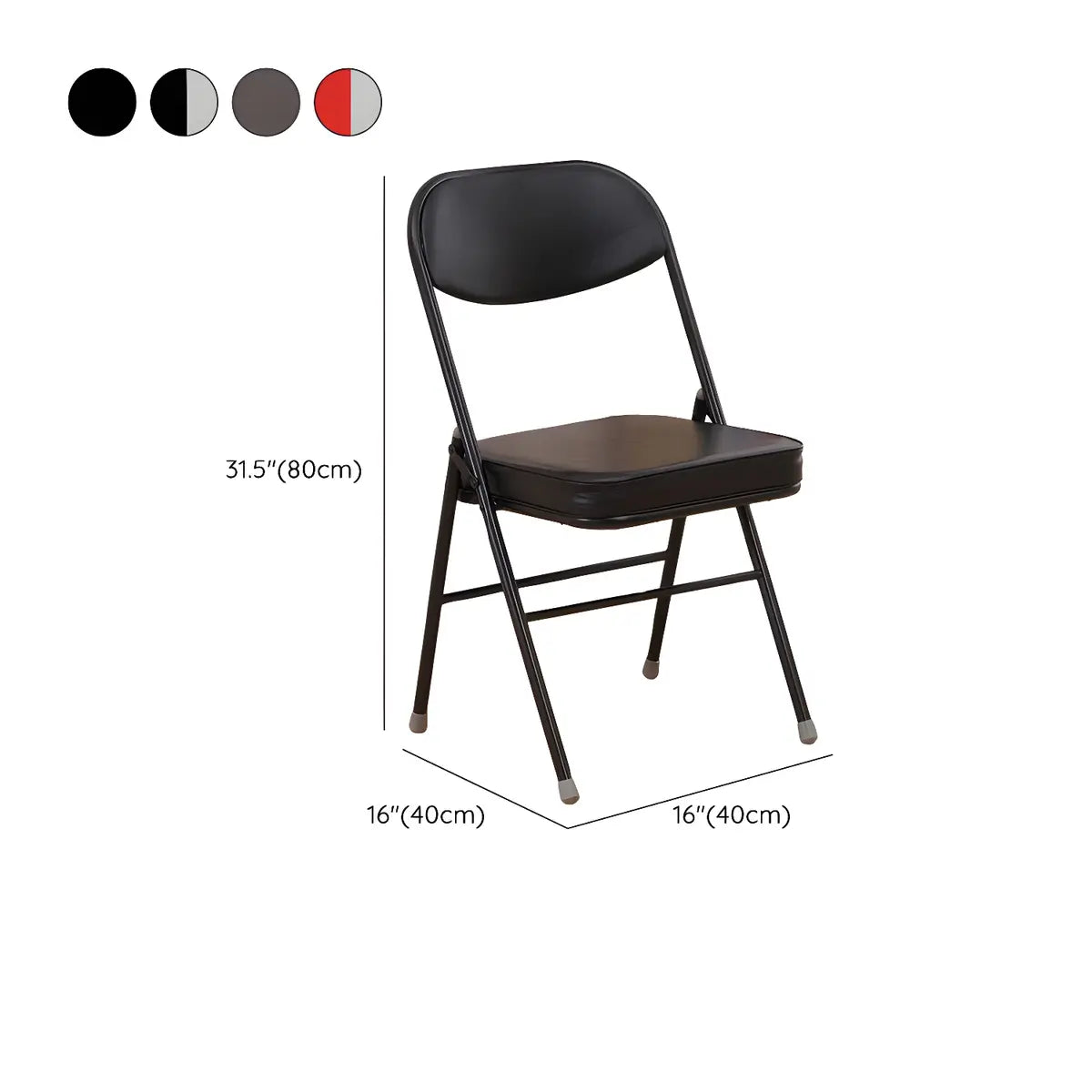 Black Ergonomic Modern Folding Metal Office Chair 