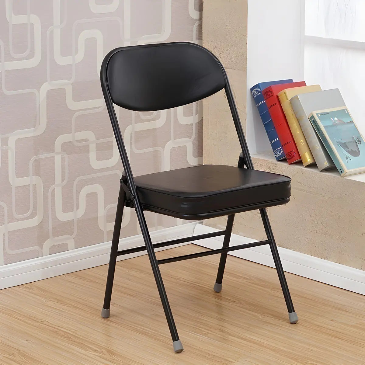 Black Ergonomic Modern Folding Metal Office Chair Image - 5