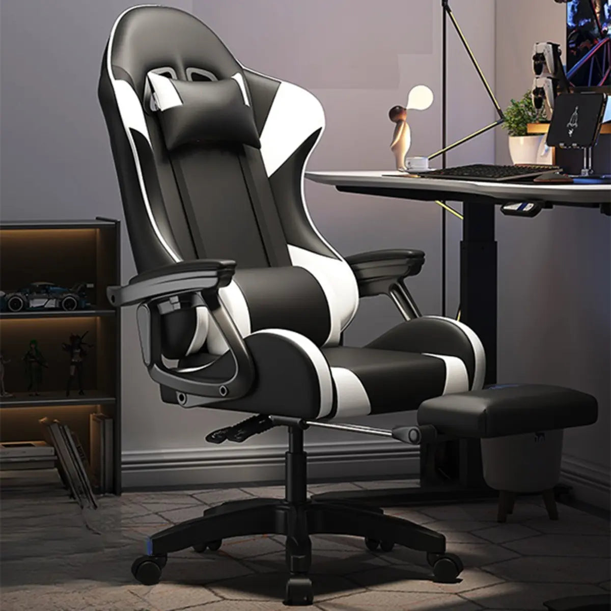 Black Ergonomic Racing Style Leather Office Chairs Image - 3