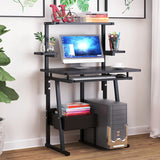 Black Exterior Shelf Keyboard Tray Metal Computer Desk Image - 1