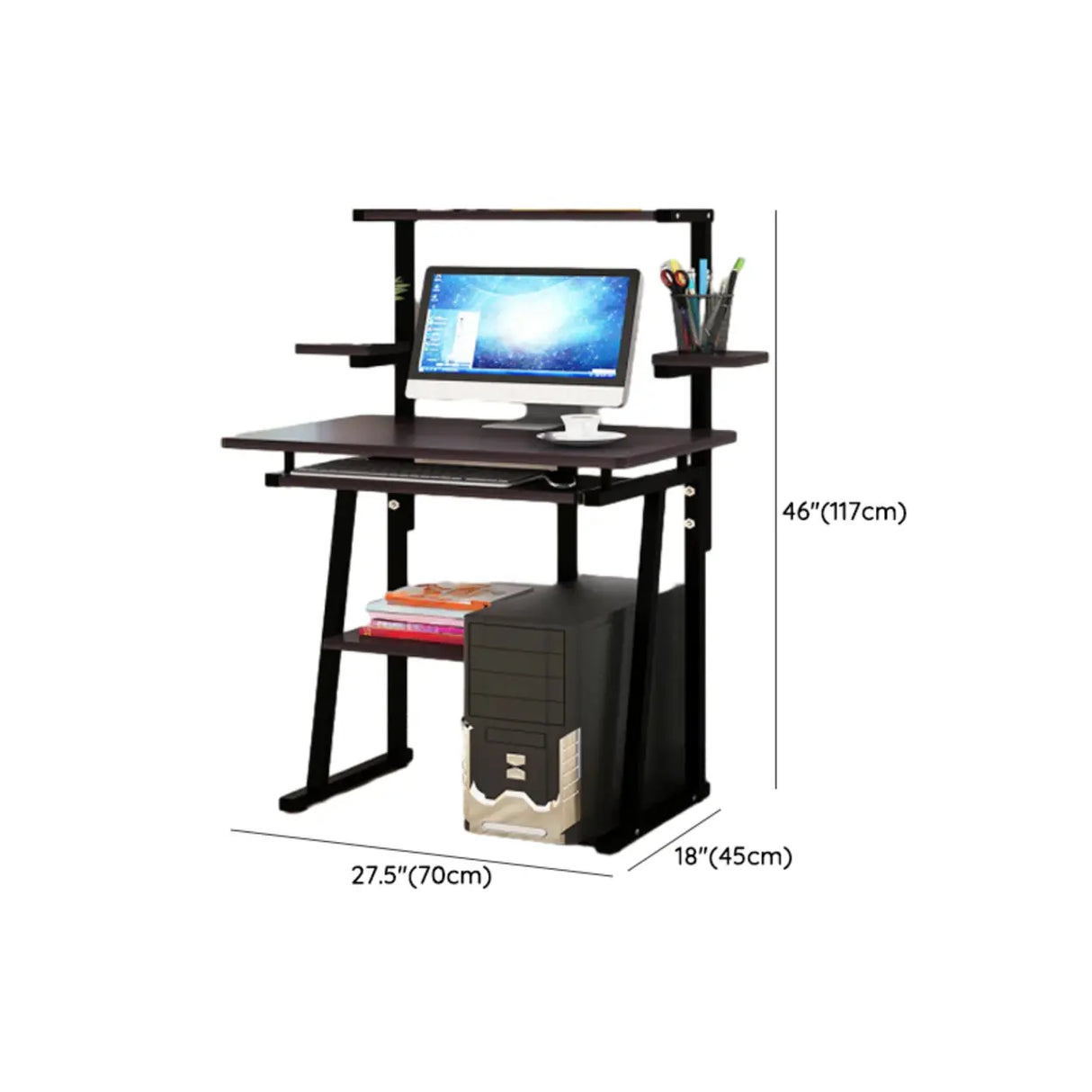 Black Exterior Shelf Keyboard Tray Metal Computer Desk Image - 22