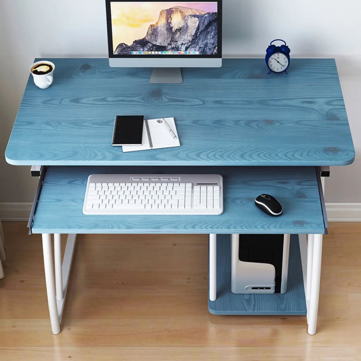 Black Exterior Shelf Keyboard Tray Metal Computer Desk Image - 4