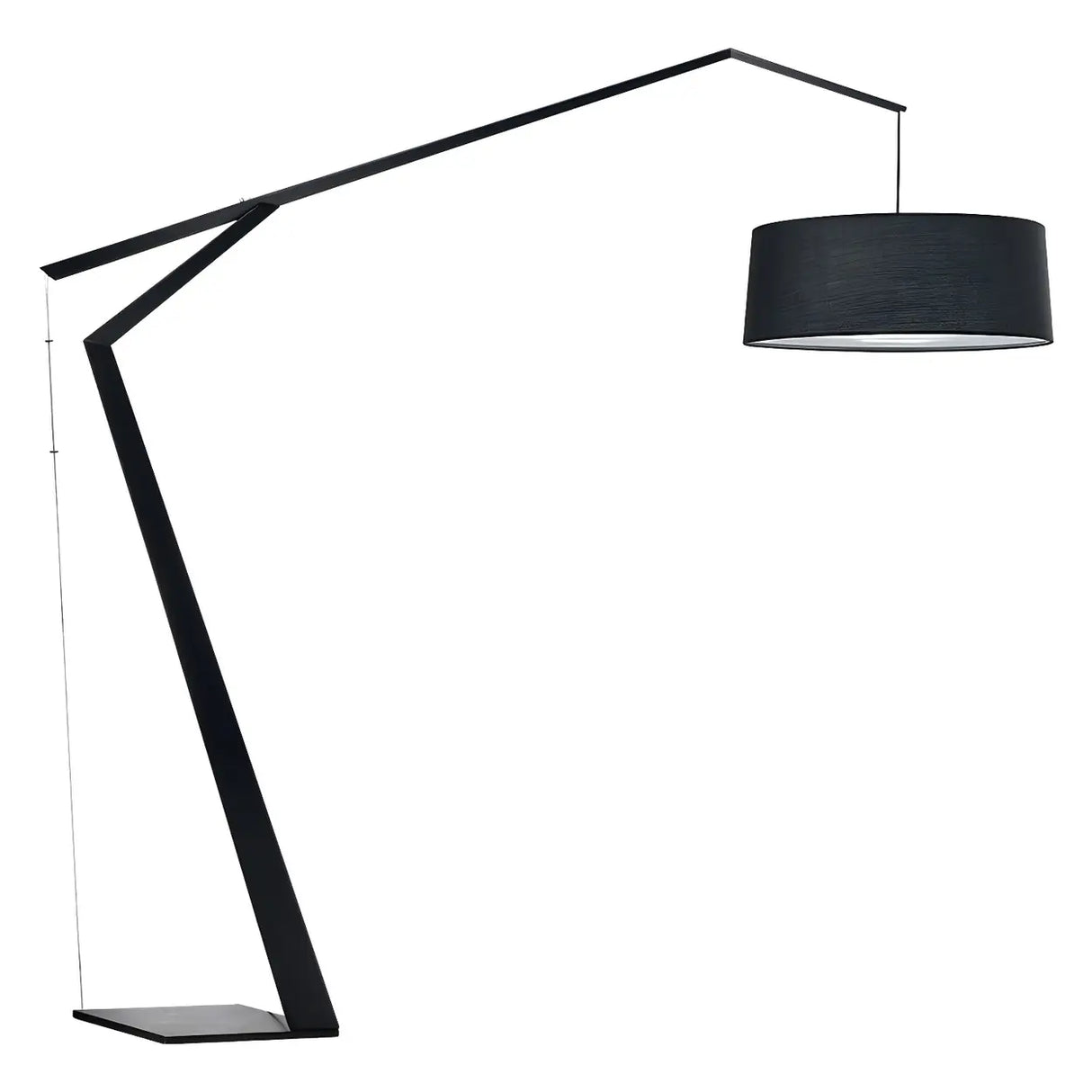 Black Fabric Cylinder and Arc Metal Floor Lamp Image - 14