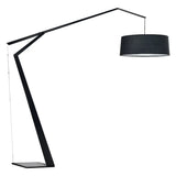 Black Fabric Cylinder and Arc Metal Floor Lamp Image - 14