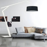 Black Fabric Cylinder and Arc Metal Floor Lamp Image - 19