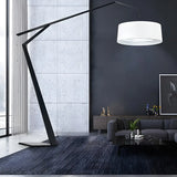 Black Fabric Cylinder and Arc Metal Floor Lamp Image - 21