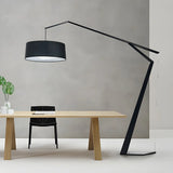 Black Fabric Cylinder and Arc Metal Floor Lamp Image - 23