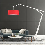 Black Fabric Cylinder and Arc Metal Floor Lamp Image - 5