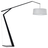 Black Fabric Cylinder and Arc Metal Floor Lamp Image - 9