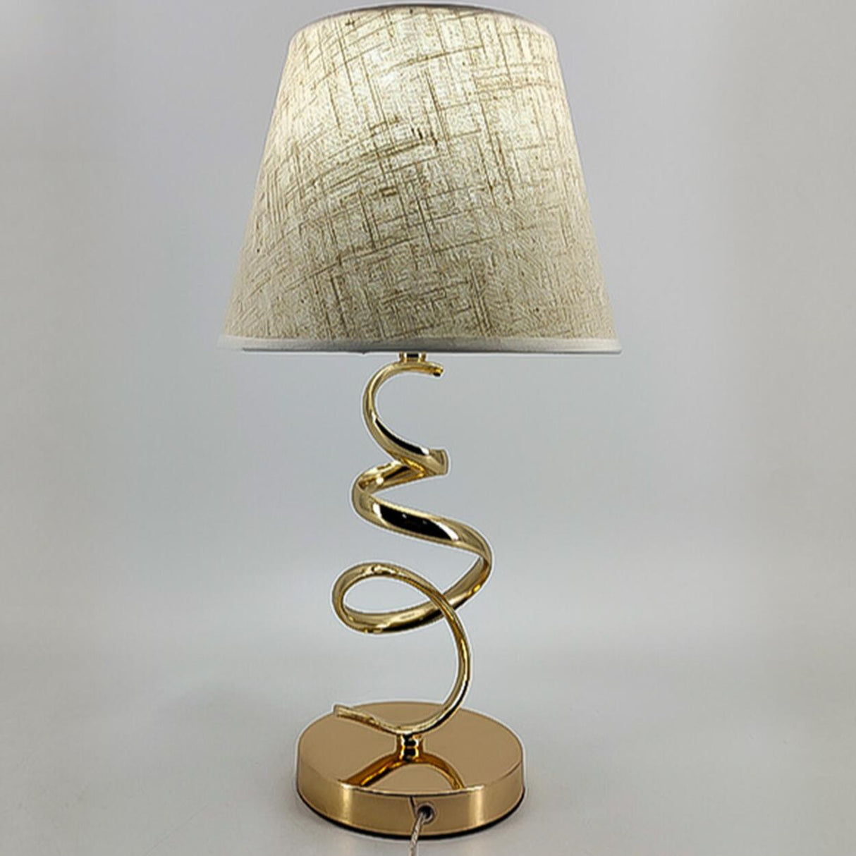 Black Fabric Lampshade Luxury Spiral Gold Table Lamp Image - 12