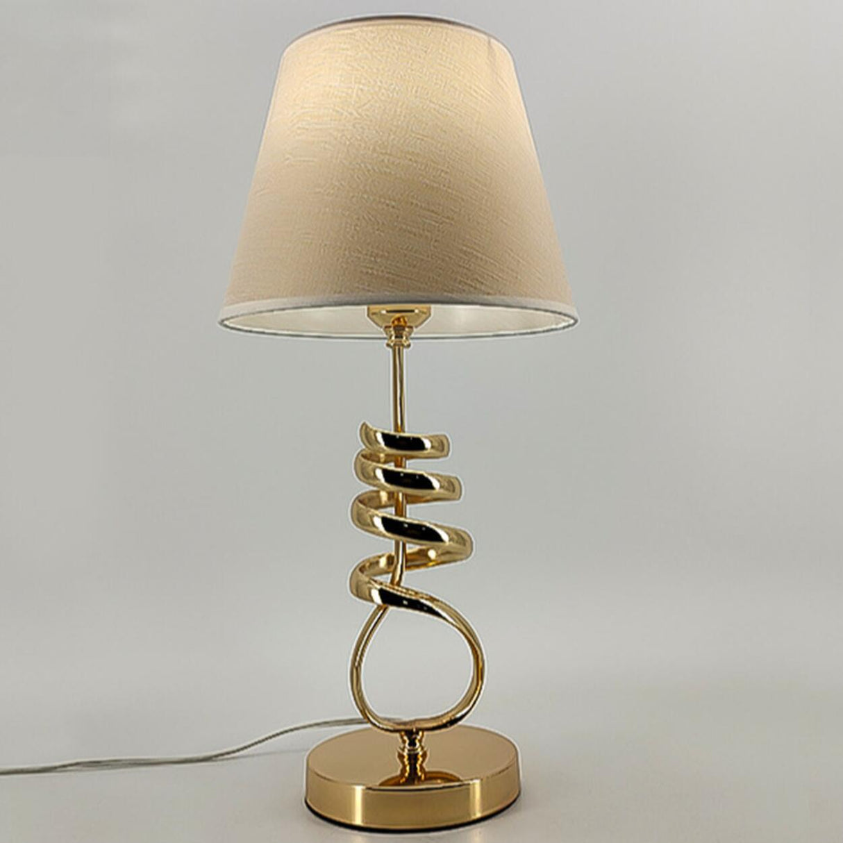 Black Fabric Lampshade Luxury Spiral Gold Table Lamp Image - 13