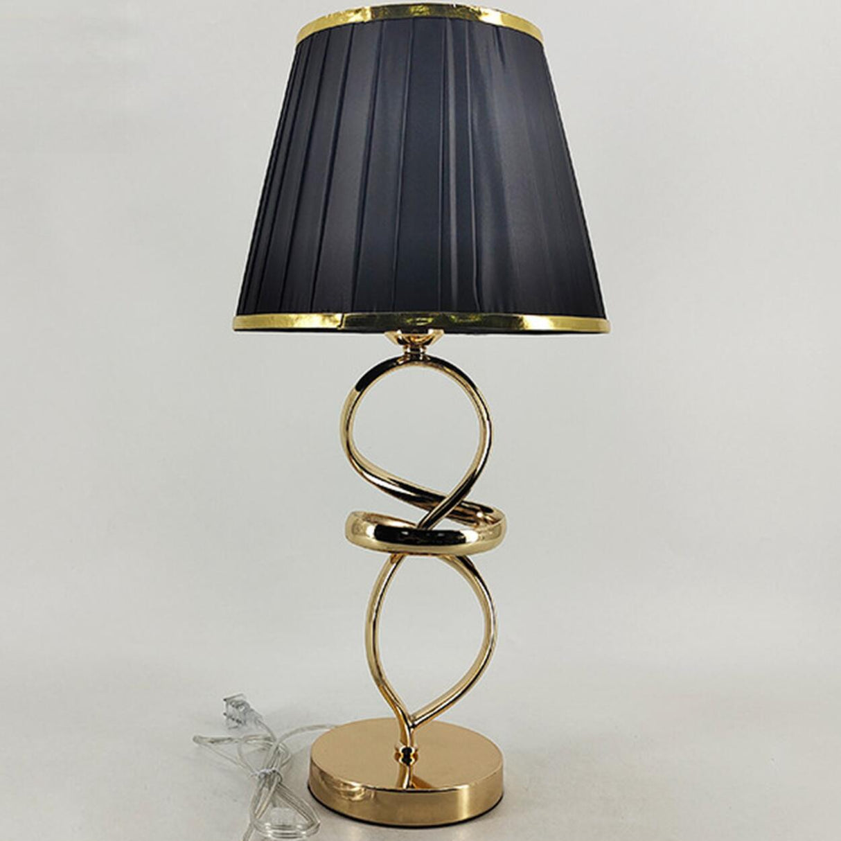 Black Fabric Lampshade Luxury Spiral Gold Table Lamp Image - 15