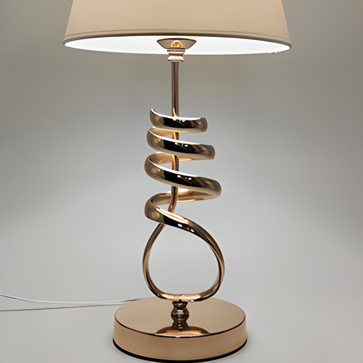 Black Fabric Lampshade Luxury Spiral Gold Table Lamp Image - 19