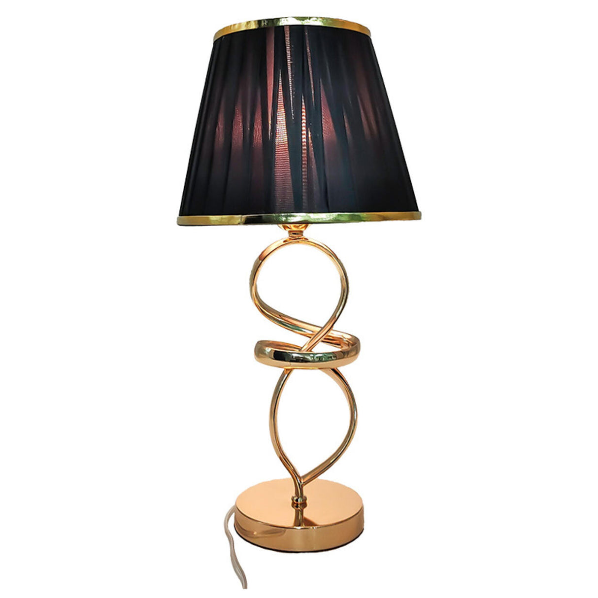 Black Fabric Lampshade Luxury Spiral Gold Table Lamp Image - 5