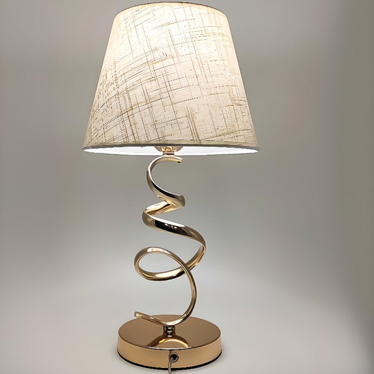 Black Fabric Lampshade Luxury Spiral Gold Table Lamp Image - 7