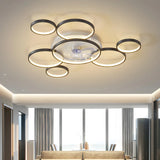 Black Fashionable Multi-Ring LED Ceiling Fan with Light Image - 1