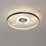 Black Fashionable Multi-Ring LED Ceiling Fan with Light Image - 11