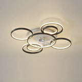 Black Fashionable Multi-Ring LED Ceiling Fan with Light Image - 12