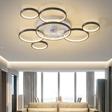 Black Fashionable Multi-Ring LED Ceiling Fan with Light Image - 19