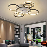 Black Fashionable Multi-Ring LED Ceiling Fan with Light Image - 20