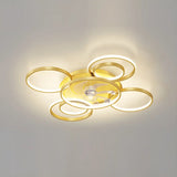 Black Fashionable Multi-Ring LED Ceiling Fan with Light Image - 5