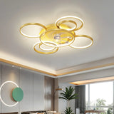 Black Fashionable Multi-Ring LED Ceiling Fan with Light Image - 6