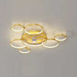 Black Fashionable Multi-Ring LED Ceiling Fan with Light Image - 8