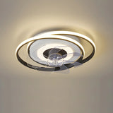 Black Fashionable Multi-Ring LED Ceiling Fan with Light Image - 9