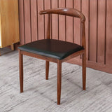 Black Faux Leather Padded Seat Armless Dining Chair Image - 2