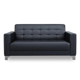 Black Faux Leather Reception Sofa Set with Arms Image - 10