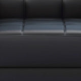 Black Faux Leather Reception Sofa Set with Arms Image - 4