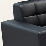 Black Faux Leather Reception Sofa Set with Arms Image - 6