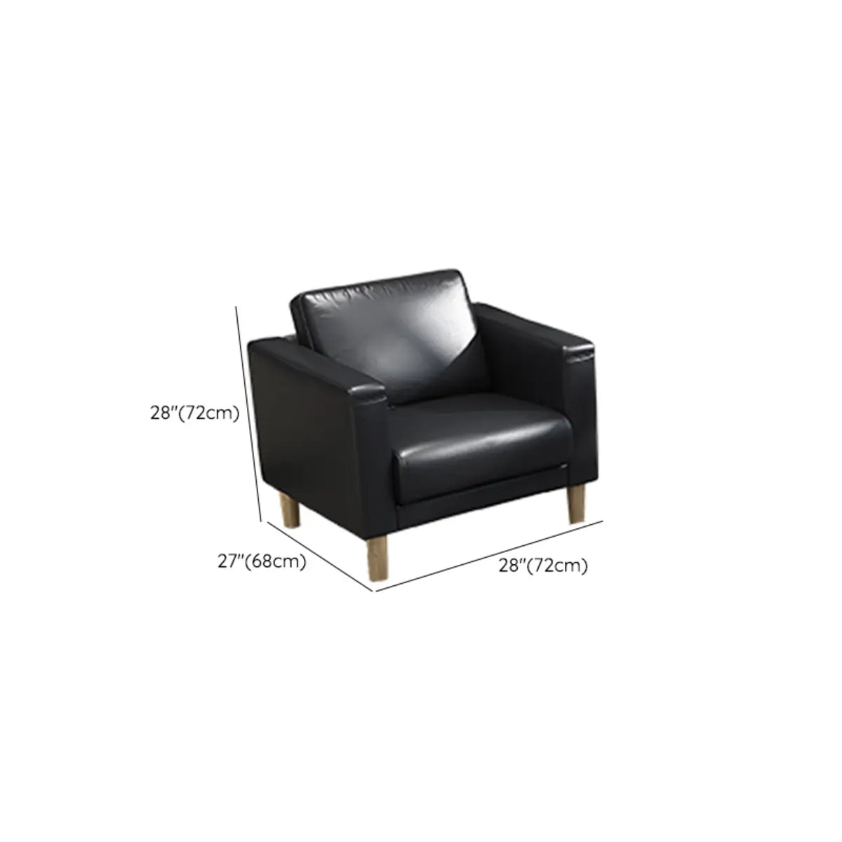 Black Faux Leather Soft Reception Sofa Set with Arms 