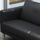 Black Faux Leather Soft Reception Sofa Set with Arms Image - 7