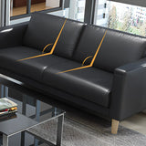 Black Faux Leather Soft Reception Sofa Set with Arms Image - 8