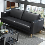 Black Faux Leather Soft Reception Sofa Set with Arms Image - 9