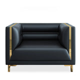 Black Faux Leather Upholstered Back Reception Sofa Image - 2