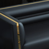 Black Faux Leather Upholstered Back Reception Sofa Image - 8