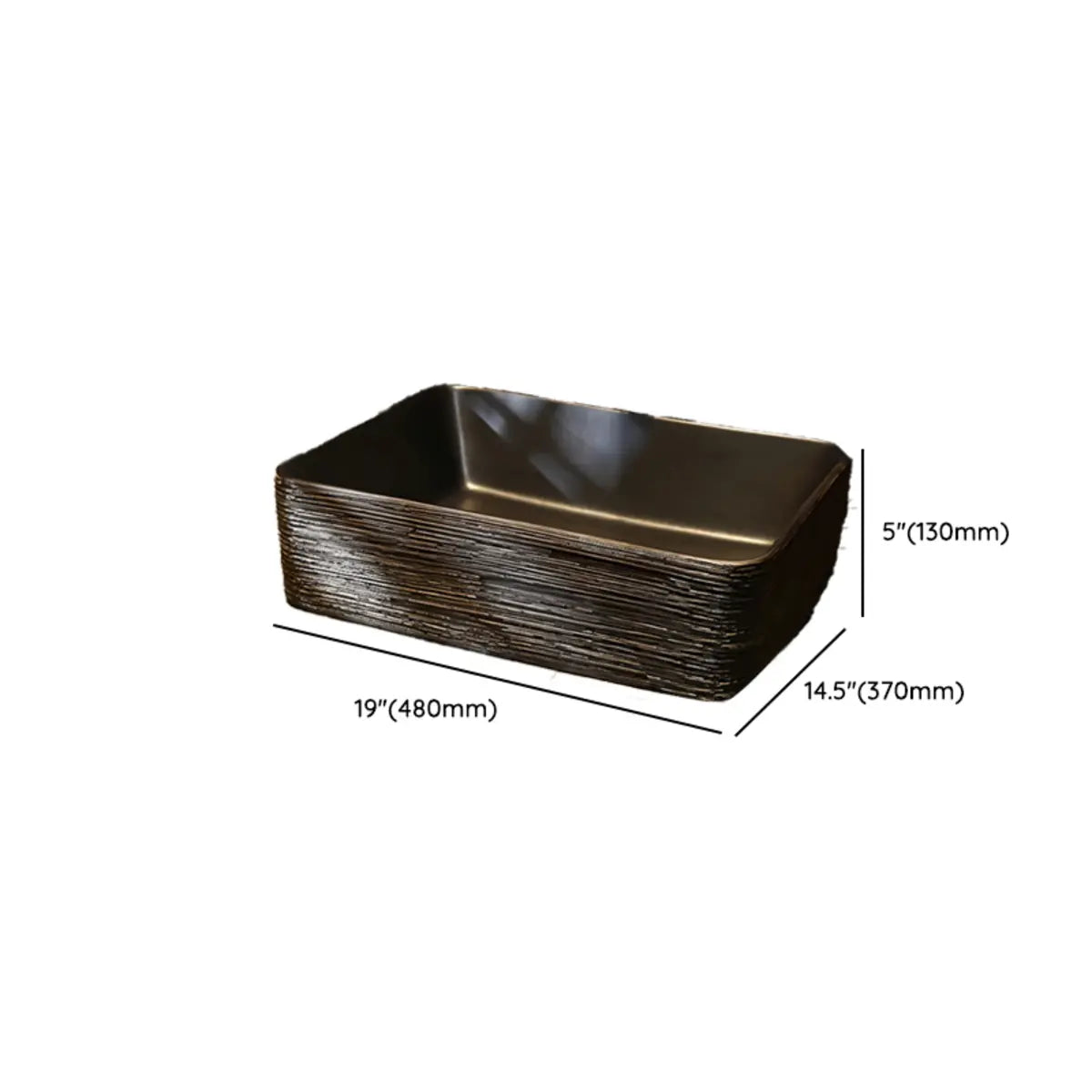 Black Finish Rectangular Vitreous China Vessel Sink Image - 11