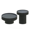 Black Finish Round Timber Tray Nesting Coffee Table Image - 11