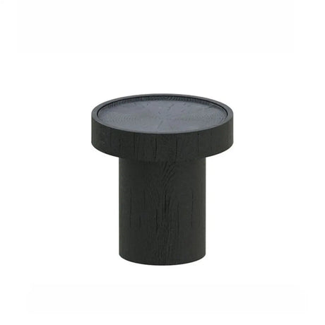 Black Finish Round Timber Tray Nesting Coffee Table Image - 2