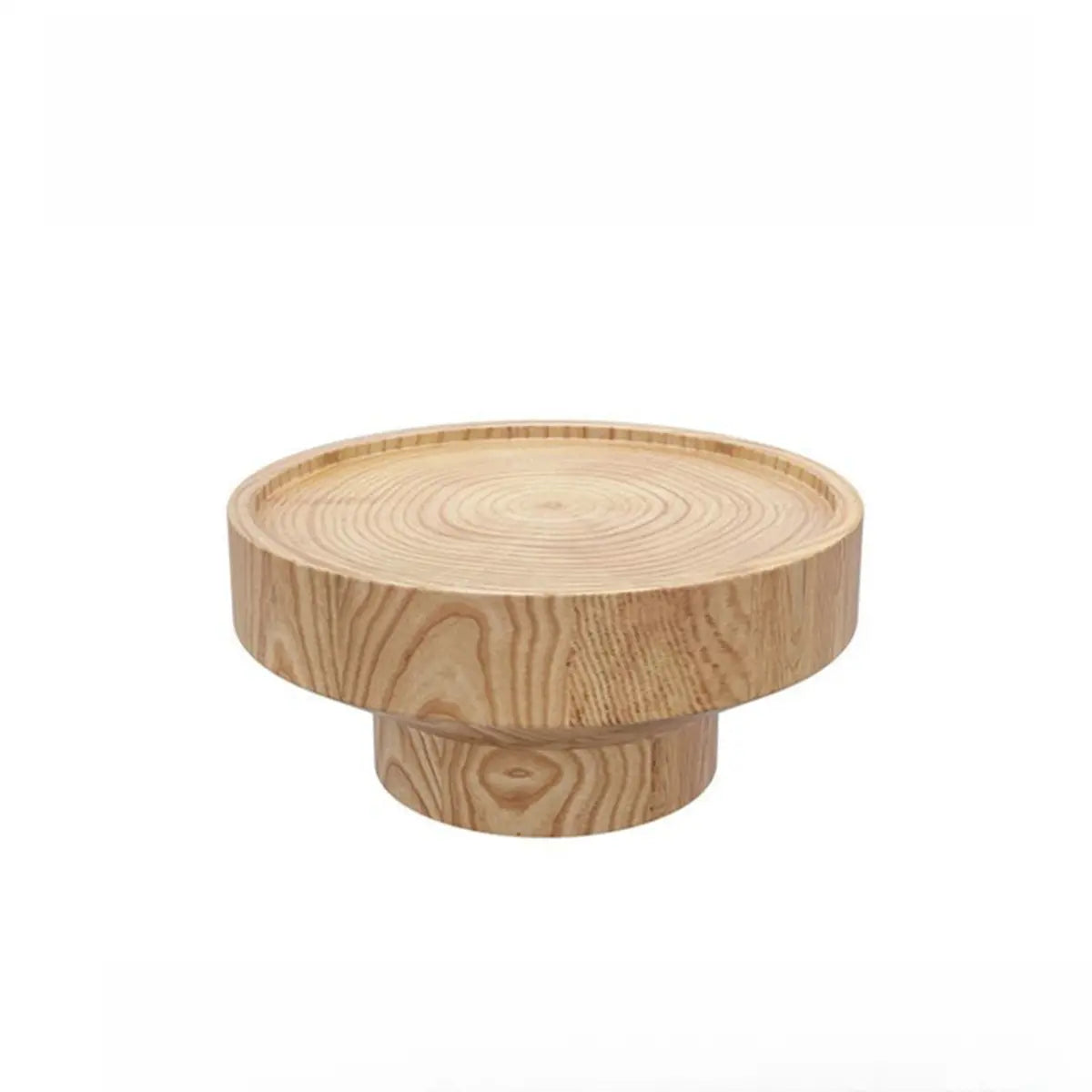 Black Finish Round Timber Tray Nesting Coffee Table Image - 7