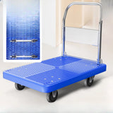 Black Flat Narrow Width Utility Cart with Casters Image - 11