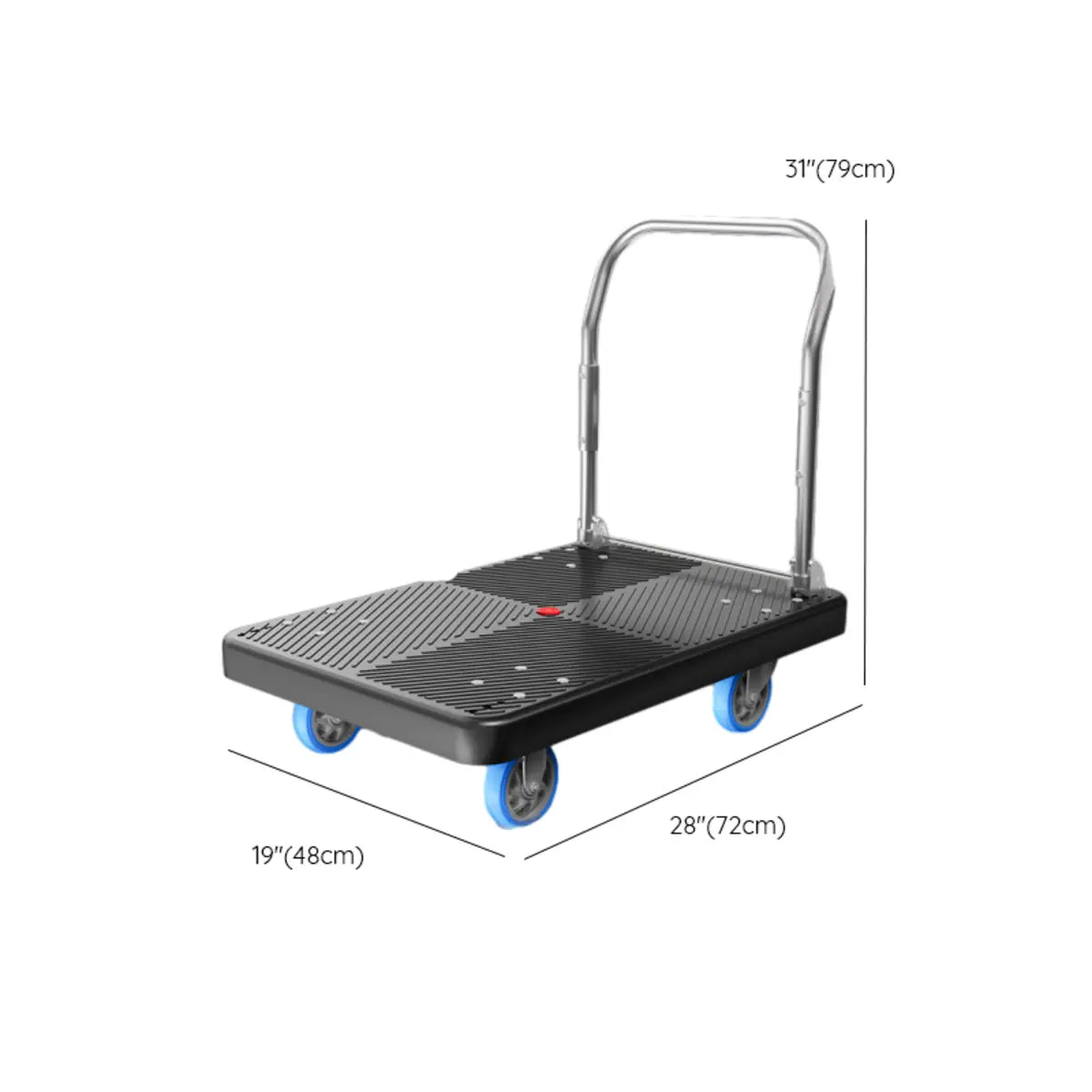 Black Flat Narrow Width Utility Cart with Casters 